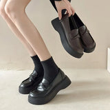 Style Thick-Soled Leather Shoes Autumn 2023 New One-Foot Jk Single Shoes Muffin Bottom Love Shoes Round