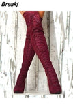 Boots Thin Heels Zip Super High Heel Over-the-Knee Boots Cross-tied Hot Sale Sexy Elegant Woman Shoes Coturno