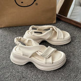 Thick-Soled Loose Pastry Bottom Leaky Toe Sandals Women's 2024 Summer New Casual Slope Heels Elastic