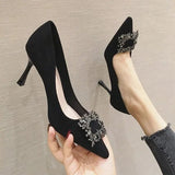 Heels Women Shoes 2023 Spring Pumps Slip On Bling Bling Pointed Wedge Latest Shallow Mouth Sandals Ladies All-Match
