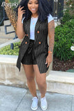 Fall 2023 Two Piece Set Women Outfits Solid Double Breasted Blazer Coat and Sashes Pants Office Lady Casual Street