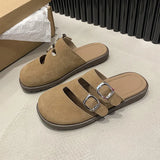 Woman 2024 Trend Women's Suede Mules Slippers Platform Flats Boston Clogs Sandals Fashion Outdoor Slip on Beach