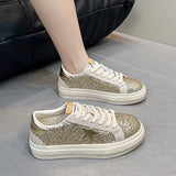 Women's Shoes 2024 New Small White Shoes, High-end Sequin Casual Sports Shoes Platform