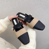 Style Fragrant Style Color Baotou Semi-Slippers Women Wear Lazy Shoes With Thick Heels Muller Shoes Without