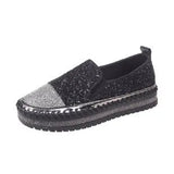 Size 2023 Spring And Autumn New Muffin Thick Sole Single Shoes Women's Fashion Water Diamond Dazzling Color Round Head Leisure