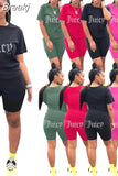 Juicy Print Tracksuit Women Round Neck Short Sleeve Tshirt And Shorts Two Piece Sets Summer Sporty Fitness Outfits