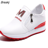 Shoes Women's Fashion Platform Wedge Sneakers High Quality Rhinestone Zipper Breathable Increased Casual Black