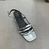 Silver Ladies Shoes with Medium Heels Summer 2023 Roman Style Square Sandals for Women Outdoor Free Shipping Offer H
