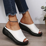 Ladies Leather Sole Slippers Women Sexy High Heel Mules Clogs Black Peep Toe Platform Mules Emal Slip on Sandals