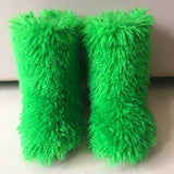 Hot Women Warm Fluffy Leather Boot Winter Plush Artificial Fur Snow Boot Outdoor Antiskid Shoe Mujer Platform Cotton