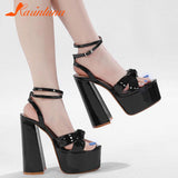 Women's Sandals 2023 Summer New Fashion Butterfly-knot Elegant Lady Single Shoes Thick Heels Ankle Buckle