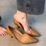 Breakj Shallow Single Shoes 2025 Summer New Temperament In The Empty Tip Of The Retro Pedal High Heels