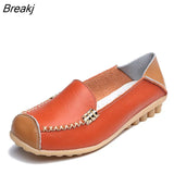 Spring Autumn Shoes Woman Genuine Leather Women Flats Female Moccasins Shoe Slip On Women's Loafers Big Size