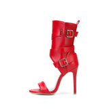 Leather Stiletto Women Sandal 2023 Summer High Heels Wedding Party Sexy Shoes T-strap Design Fashion Solid Pumps Size
