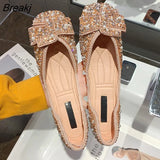Women Flat Shoes Fashion Bling Rhinestone Flat Ballet Bow-knot Slip On Ladies Lazy Loafers Casual Flat