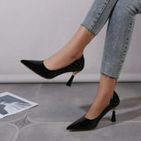 Woman 2024 Trend New Summer Red Heels Elegant Woman Black Heeled Pointed Toe Pumps Dress Leather White Ladies