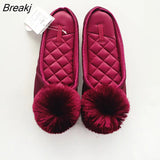 Autumn Winter Warm Women Home Slippers Soft Non-slip Indoor Shoes Cute House Slip On Flat Slides Ladies Fur