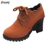 Women Ankle Boots Autumn Winter Buckle Zip Lace Up Short Boots Ladies Fashion Platform Shoes Female Chunky High