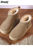 Flats Platform Women Snow Boots Suede Plush Warm Casual Shoes 2023 Winter New Thick Goth Fashion Shoes Chelsea Women