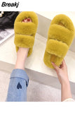 Shoes for Women 2023 Sandals Summer Heels Velvet New Fashion Outside Girls Fur Low Flock Rome Short Plush Slipper
