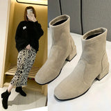 Leather Women Ankle Boots High Heels Winter Women Shoes Fashion Casual Ins Female Short Boot