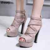 Summer 15CM Fashion Thick With Sandals Fish Mouth Shoes High-heeled Hollow Sandals Nightclub High Sandalias