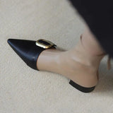 Black Short Shoes for Women Elegant with Low Heels Booties Work Female Ankle Boots Pointed Toe Designer Luxury