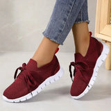Brown Knit Breathable Sneakers Shoes Women 2024 New Soft Sole Platform Flats Woman Plus Size 43 Non Slip Casual