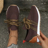 Breathable Mesh Flats Shoes Women 2024 Casual Lace Up Platform Sneakers Woman Non Slip Thick Soled Walking Shoes