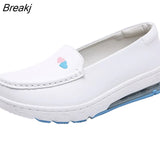 New Woman Nurse Flat Shoes Fashion White Slip on Comfort Moccains Shoes Warm Plush Loafers Women Wedge Platform