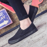 Men's Casual Shoes High-quality One Pedal All Black Canvas Shoes Fashion Slip-ons Sets Men Breathable Cloth Shoes Summer