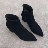 Breakj Boots Short Boots Women's Spring 2025 High With New Coarse Heist And Sharp-Faced Velvet