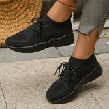 Size Women's Comfortable Breathable Knitted Sneakers Flat Low Top Casual Sports Shoes for Women 2024 Spring Zapatos