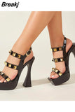 Decor Platform Heels Sandals Summer 2023 Hot Sale Thick High Heeled Sexy Women Sandals Simply Elegant Ladies
