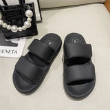 Shoes Woman 2024 Slippers Flat Platform Pantofle Luxury Slides New Rubber Designer Fashion PU Female Shoes Womens Slippers