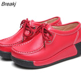 Women Loafers Autumn New Lace Up Platform Casual Shoes Fashion Ladies Non-slip Walking Shoes Female Rocking Shoes Size