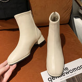 Winter New Round Head Leather Surface with Plush for Warm and Comfortable Short Tubed Large Heel Women's Naked