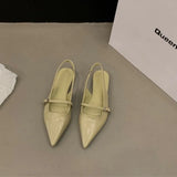 Pointed Toe Women Sandal Fashion Shallow Slip On Ladies Mary Jane Shoes Flats Heel Elegant Dress Slingback