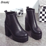 Boots Platform High Heel Ankle Boots Ladies Round Toe Winter Shoes Ladies Flat Boots Women