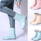 Rain Boots Women Platform Rubber Shoe Fashion Outdoor Slip on Rain Shoes Boots for Women Waterproof Work Botines