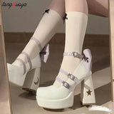 Women Pumps Platform High Heels Ankle Strappy Casual Office Shoes Spring Summer Block Heels mary jane shoes heels