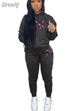 Two Piece Set Women Hooded Sweatsuits Fashion Pink Letter Leopard Print Tracksuit Casual Female Outfits Streetwear