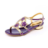 Sandals Women's Open-Toed Summer Fashion Low Heel Comfort All-Purpose Diamond-Encrusted Bohemian Sandals
