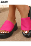 Heeled Women's Slippers 2023 European Style Comfy Walking Beach Sandal Summer Outside Simply Lady Slippers Plus Size
