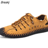 New Summer Men Genuine Leather Sandals Business Casual Shoes Men Outdoor Beach Sandals Roman Men Summer Water Shoes Size
