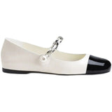 Spring Autumn Style Small Fragrance Pearl Flat Bottom Mary Jane Leather Shoes Thick Heel Thick Bottom Single Shoes
