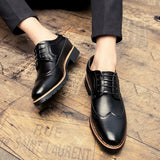 Men's Dress Shoes Leather Fashion Derby Shoes Classic Casual Business Wedding Footwear Lace-up British Style Male Formal