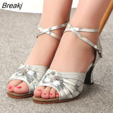 Sandals Tango Ballroom Latin Dance Shoes Woman High Heels for Wedding Shoes Gold Silver Shoes Women Spring Luxury