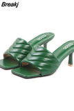 Slides Shoes Womens Slippers Outdoor Pantofle Heeled Mules Low Jelly 2023 High Thin Basic Rubber Crystal Sexy Rome