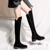 for Woman Middle Heel Footwear Winter Knee High Shaft Women's Boots Long Flat Gothic Spring Autumn Demi-season Quality